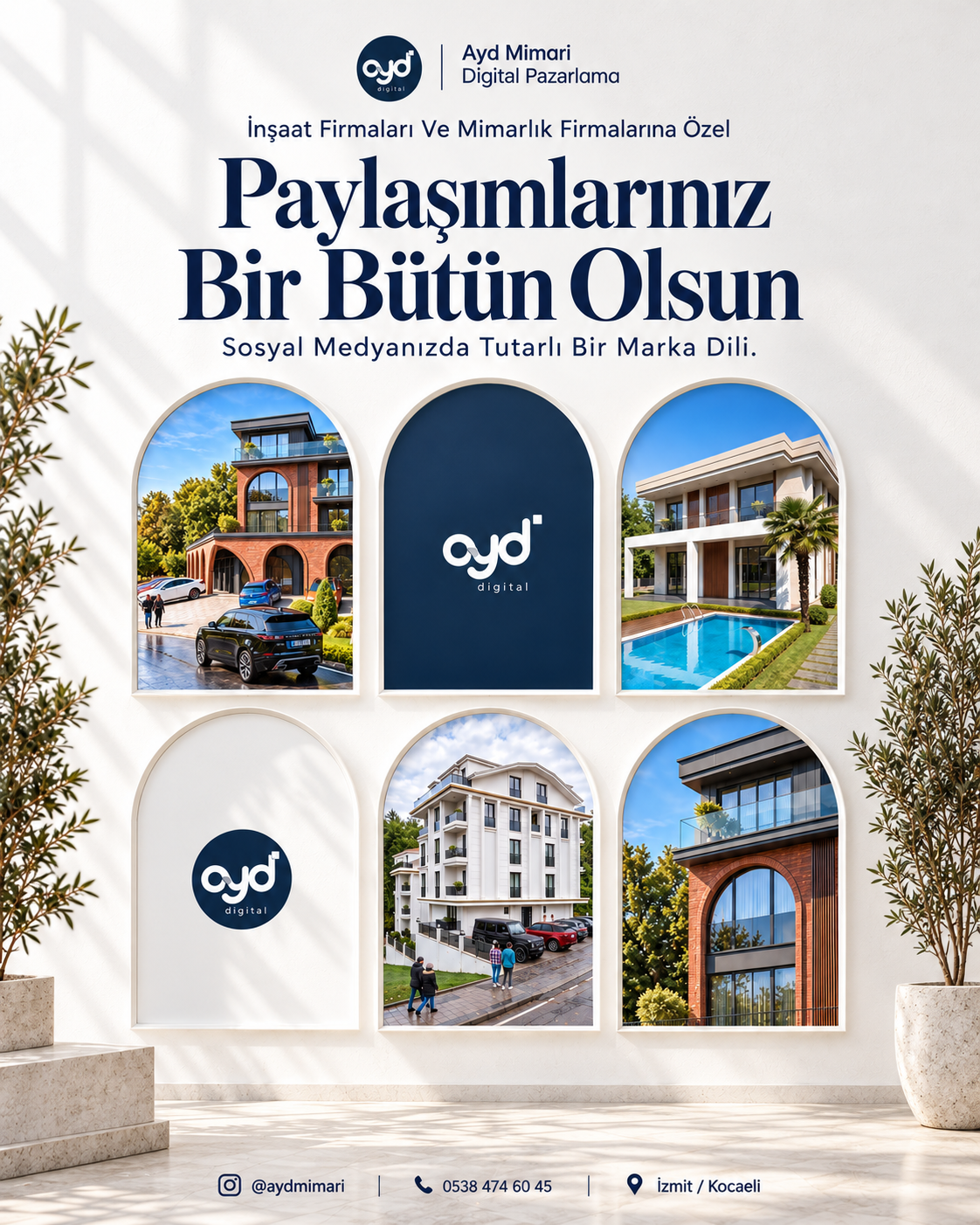 Altı kemerli pencerede mimari projeleri aynı marka diliyle birleştiren AYD tasarımı